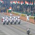 For the first time, the riders performing daredevil stunts on motorbikes to the delight of the crowds lining New Delhi's central Rajpath boulevard, were women