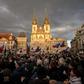 The protesters gathered in Prague's Old Town Square