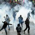 Police used tear gas to disperse protesters during skirmishes in Nantes, France, on Thursday, at a protest against planned pension overhauls.