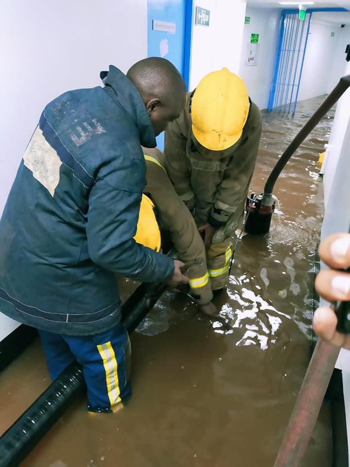Nairobi County Government workers salvage the situation at Aga Khan Hospital