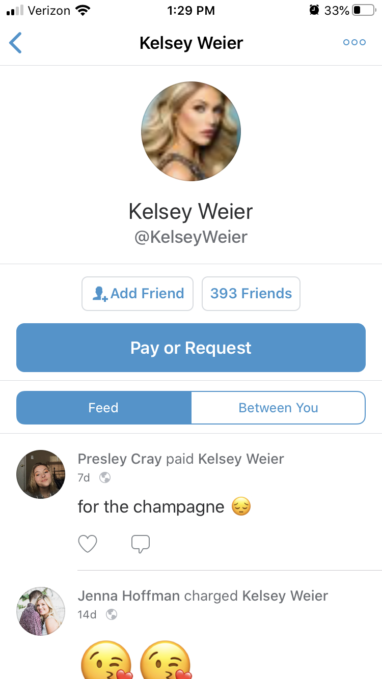 kelsey weier bachelor venmo