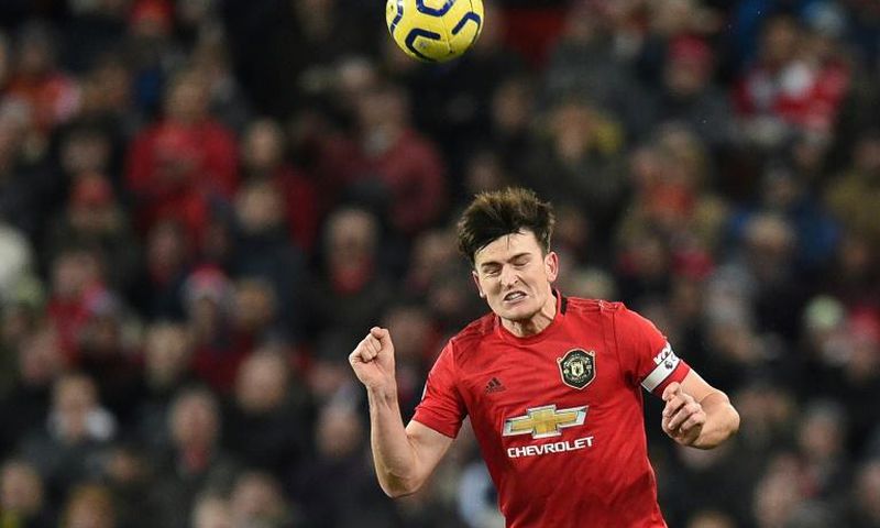Manchester United defender Harry Maguire in action against Aston Villa