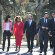 Spanish ministers welcome the Catalan government delegation prior to holding a meeting between both executives at the Moncloa Palace in Madrid