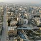 A drone picture shows empty streets and damaged buildings in Maaret Al-Numan in northwestern Idlib, where regime forces have seized dozens of towns and villages in recent violent clashes