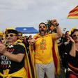 Some of the tens of thousands of Catalan nationalists who turned out to hear Puigdemont speak