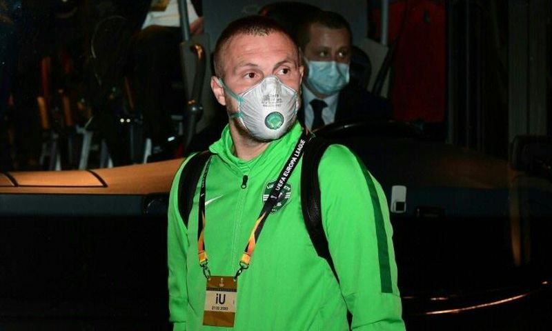 Ludogorets' defender Cosmin Iosif Moti arrives at the San Siro for a Europa League clash against Inter Milan.