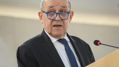 French Foreign Minister Jean-Yves Le Drian and the foreign ministers of 13 other EU countries warned that what Moscow has presented as a fight against terrorism did not justify "massive violations of international humanitarian law"