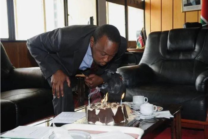 File image of President Uhuru Kenyatta celebrating his 55th birthday.October 26 2019 marked his 58th birthady