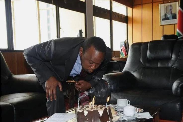 File image of President Uhuru Kenyatta celebrating his 55th birthday.October 26 2019 marked his 58th birthady