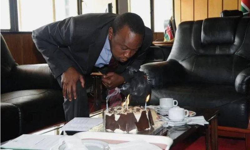 File image of President Uhuru Kenyatta celebrating his 55th birthday.October 26 2019 marked his 58th birthady