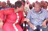 CS Fred Matiangi with Gladys Wanga during a recent visit to Homabay county