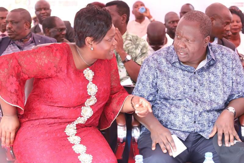 CS Fred Matiangi with Gladys Wanga during a recent visit to Homabay county