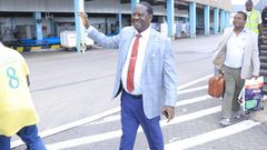File image of Raila Odinga at JKIA