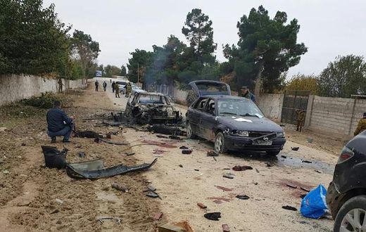 The scene after Wednesday's attack at the Ishkobod border post, some 50 kilometres (30 miles) west of the Tajikistan capital Dushanbe