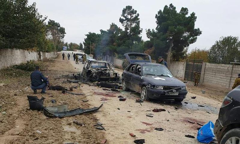 The scene after Wednesday's attack at the Ishkobod border post, some 50 kilometres (30 miles) west of the Tajikistan capital Dushanbe