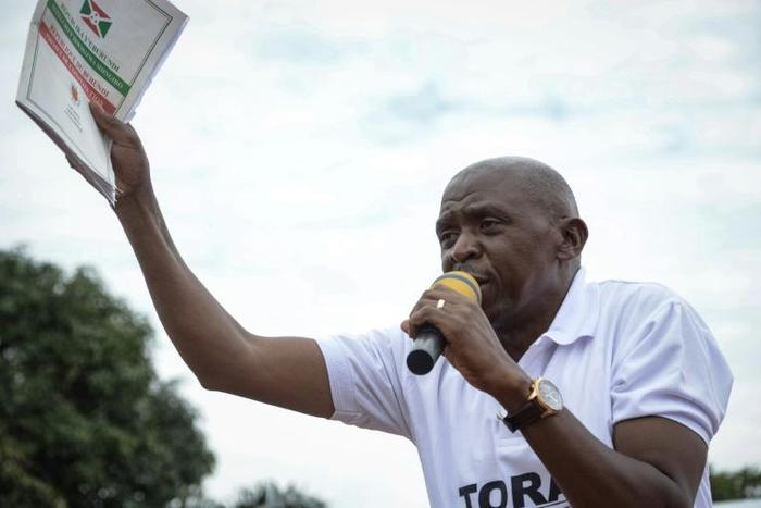 Opposition: Agathon Rwasa, pictured on the campaign trail during the referendum on constitutional change in 2018