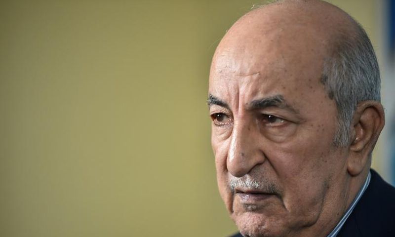 Algerian President Abdelmadjid Tebboune, seen here, said the arrest of his son was to "punish" him for his attack on oligarchs while premier