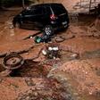 View of a car on January 29, 2020 that was dragged by heavy rains in Belo Horizonte, Brazil