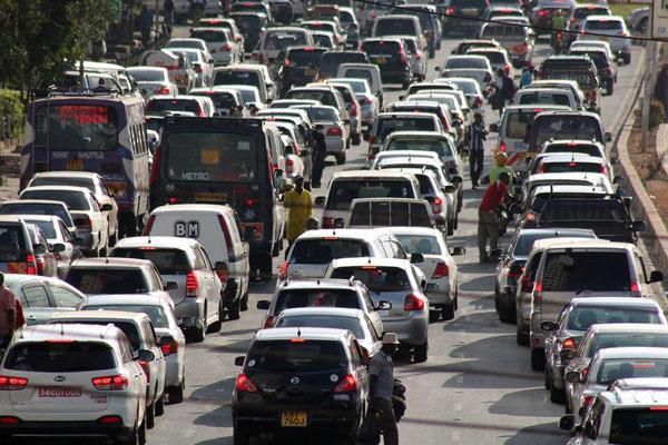A traffic jam on University Way in Nairobi