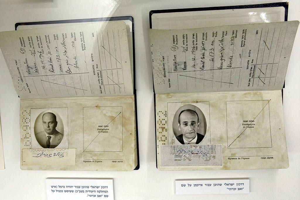 Fake passports used during the extradition of Adolf Eichmann.