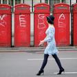 Vegan protest: London phone boxes, daubed by climate activists last year