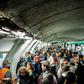 Commuters crowded the quais of the few Paris metro lines running on Monday during the pensions strike.