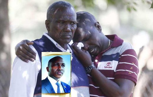 Kipyegon Kenei's father, John Chesang with a relative in Nakuru