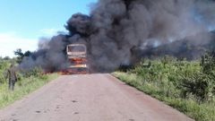 File Image: Bus bursts in flames with passengers