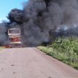 File Image: Bus bursts in flames with passengers