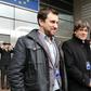 Former Catalan regional president Carles Puigdemont (centre-left) and his health minister Toni Comin (left) were elected to the European Parliament in May