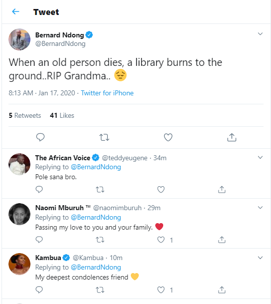 Citizen TV Presenter Bernard Ndong Mourning the death of his Grandmother