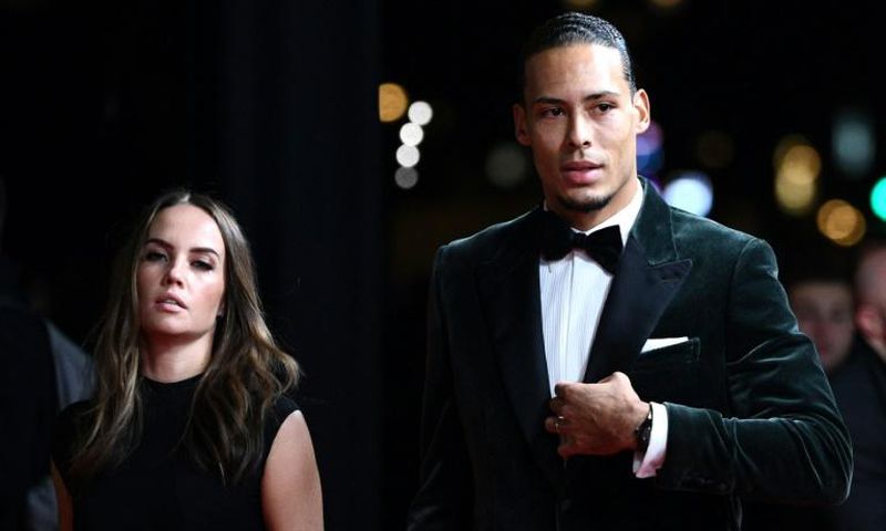 Virgil van Dijk who as accompanied by his wife Rike Nooitgedagt at the Ballon d'Or ceremony in Paris on Monday, finished second to Lionel Messi