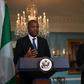 US Secretary of State Mike Pompeo and Nigerian Foreign Minister Geoffrey Onyeama deliver statements to the press after talks that included discussion of a visa row