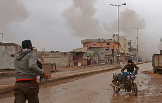 Some of the last remaining residents of the rebel-held town of Atareb flee as Syrian government forces draw ever closer in their offensive against the last major rebel pocket of Idlib
