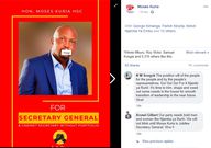 Moses Kuria declares powerful Jubilee Party position he is eyeing