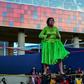 Bolivian wrestler Lidia Flores, aka "Dina, The Queen of the Ring," readies for action