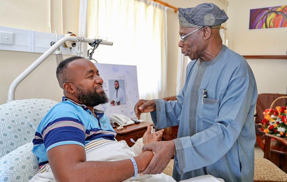 Mombasa Governor Hassan Joho with Nigerian ex-President Olusegun Obasanjo