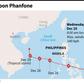 Forecast path of Tropical Storm Phanfone as it approaches the Philippines