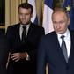 The Ukrainian and Russia leaders were at a meeting in Paris this month with French President Emmanuel Macron (C)