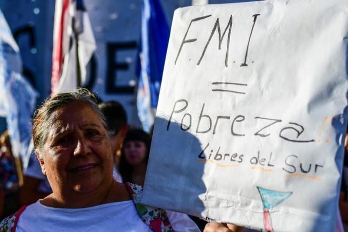 About 6,000 people in front of Congress protested in opposition to the IMF