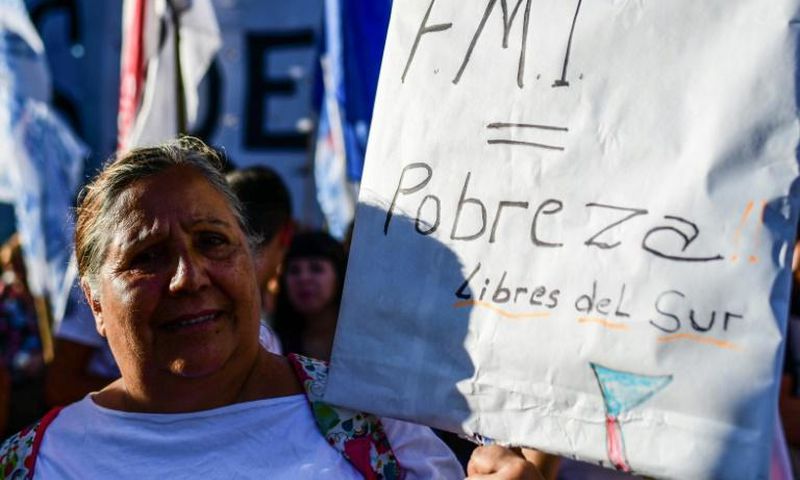About 6,000 people in front of Congress protested in opposition to the IMF