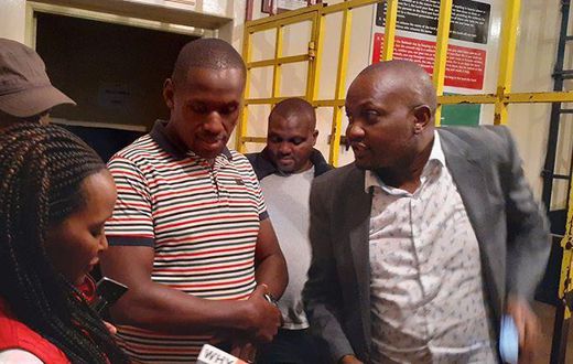 Moses Kuria shortly after being released from police custody