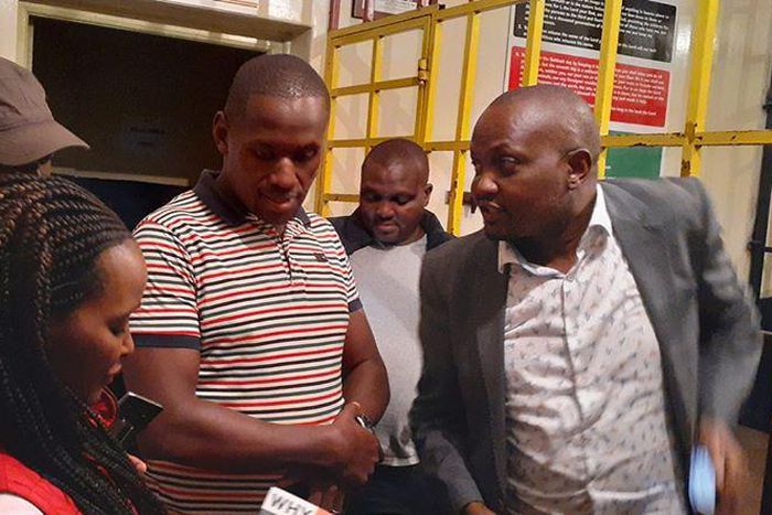 Moses Kuria shortly after being released from police custody