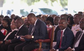 President Uhuru Kenyatta in Murang'a County during the funeral service of former Cabinet minister Charles Rubia (PSCU)