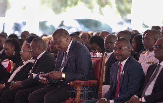 President Uhuru Kenyatta in Murang'a County during the funeral service of former Cabinet minister Charles Rubia (PSCU)