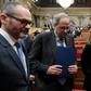 Catalan president Quim Torra (2L) leaves a plenary session of the parliament of Catalonia on January 27, 2020 in Barcelona