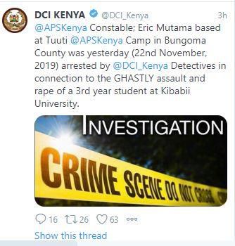 police officer linked to the rape of university student whose hands were chopped off arrested