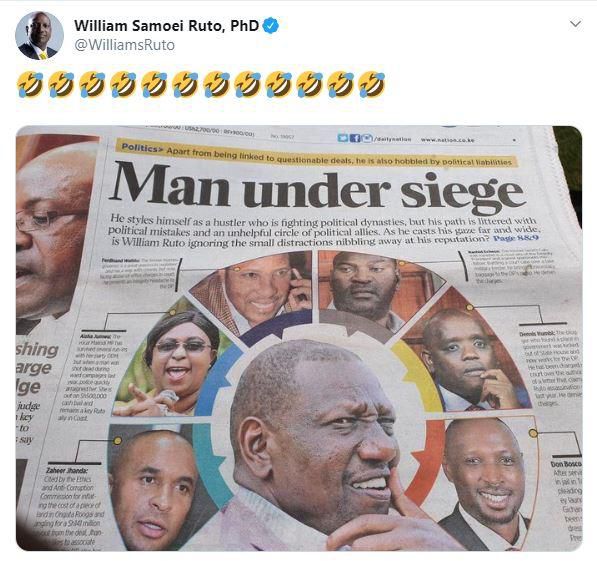 DP Ruto reacts to headline by leading newspaper as Murkomen goes on an angry rant
