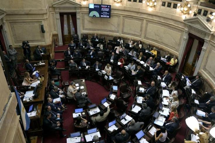 Argentine Senators debate a bill to renegotiate the public external debt in Buenos Aires on February 5