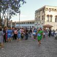 Workers leave their building after a quake is felt in Havana -- the 7.7 magnitude quake struck northwest of Jamaica on January 28, 2020